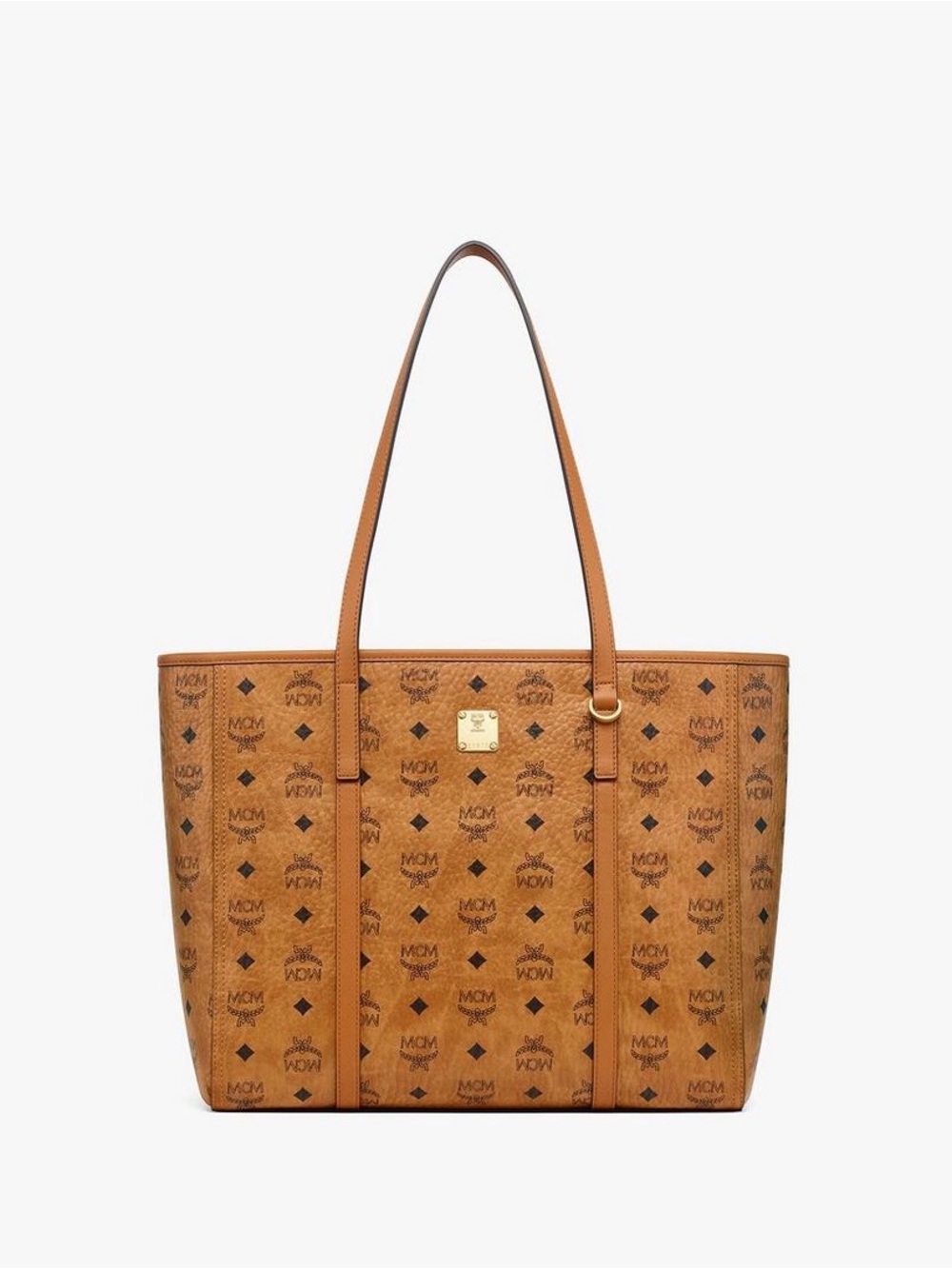 MCM Toni Top-Zip Shopper In Visetos Cognac Visetos Shopper Tote Bag